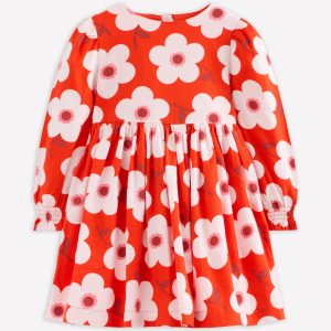 Madeline Long Sleeve Dress-Sunset Orange Giant Daisy