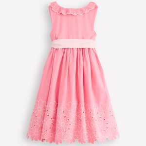 Flower Hem Occasion Dress-Salmon Pink