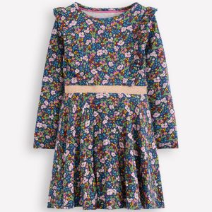 Cora Twirly Jersey Dress-Starboard Blue Berry Floral