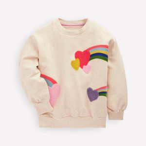 Bobbie Appliqué Sweatshirt-Ivory Rainbows