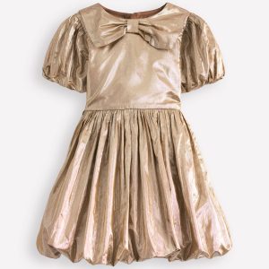 Bubble Hem Party Dress-Gold