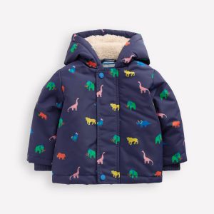 3-in-1 Shower Resistant Coat-Navy Prehistoric Print