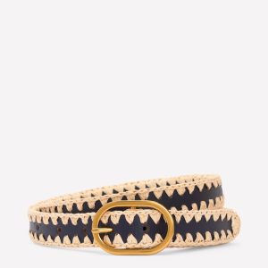Whipstitch Classic Belt-Navy/Ivory