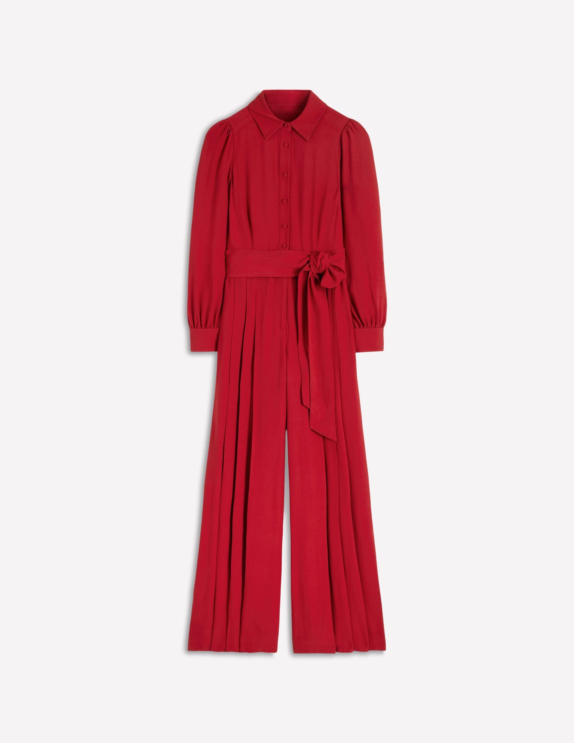 Button Up Palazzo Jumpsuit-Red - Image 6