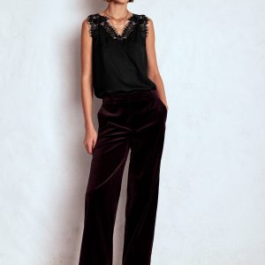 Ara Silk Blend Lace Cami-Black