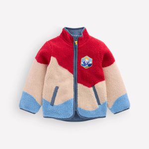Cosy Borg Jacket-Colour Block