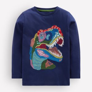 Superstitch Long Sleeve Top-College Navy Dinosaur