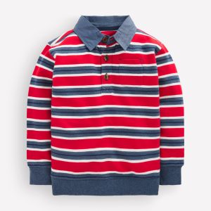 Smart Collared Sweatshirt-Blood Orange / Navy Marl