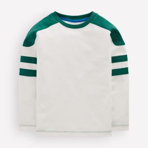 Colour Block T-shirt-Soft Ivory / Jewel Green