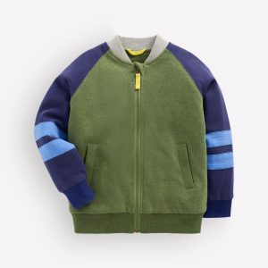 Fleece Lined Bomber-Green / Blue Colourblock