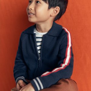 Smart Zip-through Sweater-Navy Marl