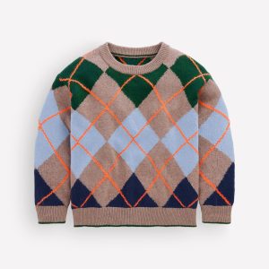 Argyle Jumper-Stone Melange