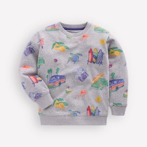 Everyday Printed Sweatshirt-Grey Marl Sketchy Holiday