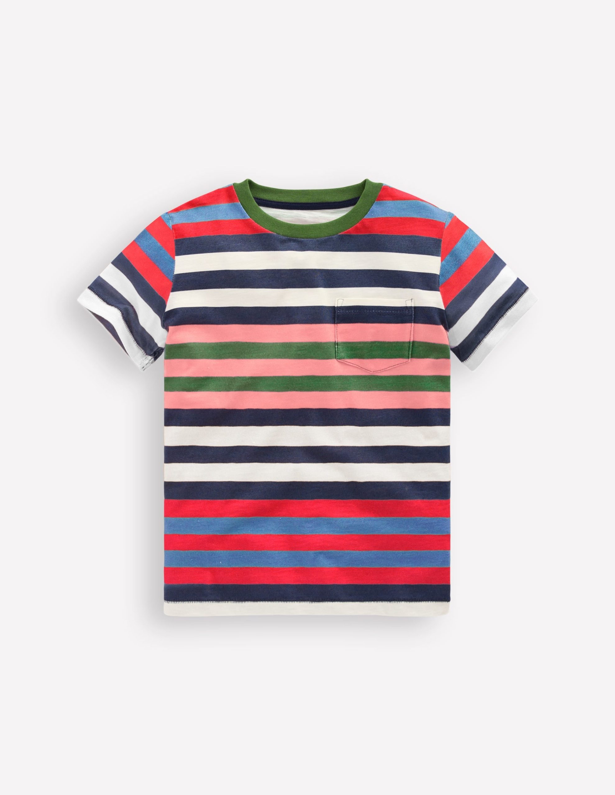 Everyday Short Sleeve T-Shirt-Navy. Red and Blue Multistripe