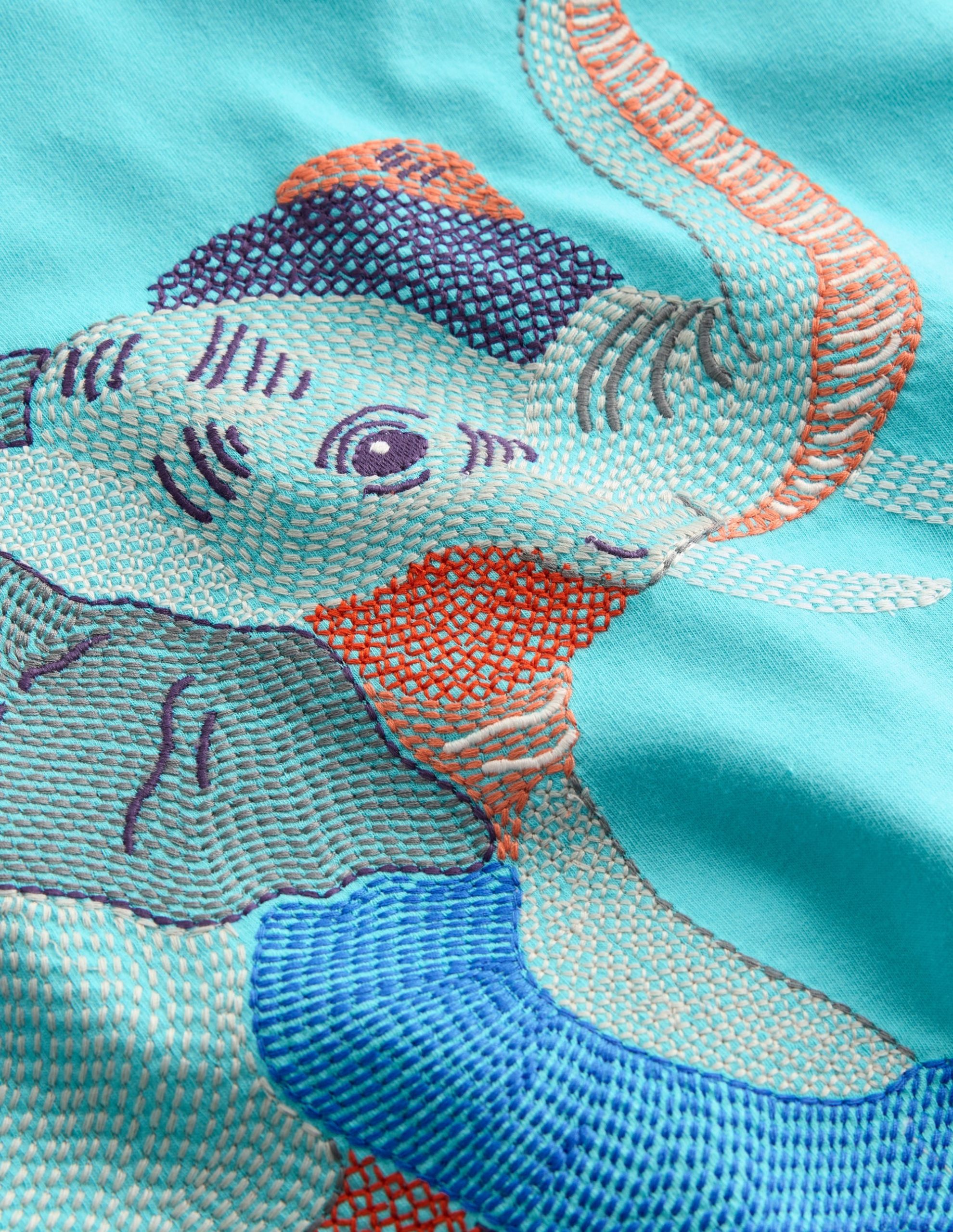 Superstitch T-Shirt-Aqua Sea Blue Elephant - Image 3