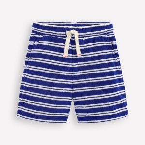 Towelling Shorts-Sapphire Blue and Ivory