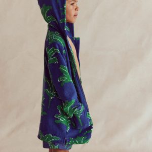 Towelling Zip-Up Throw-On-Starboard Blue Palm Trees