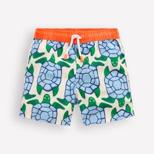 Swim Shorts-Calico White Turtles Geo