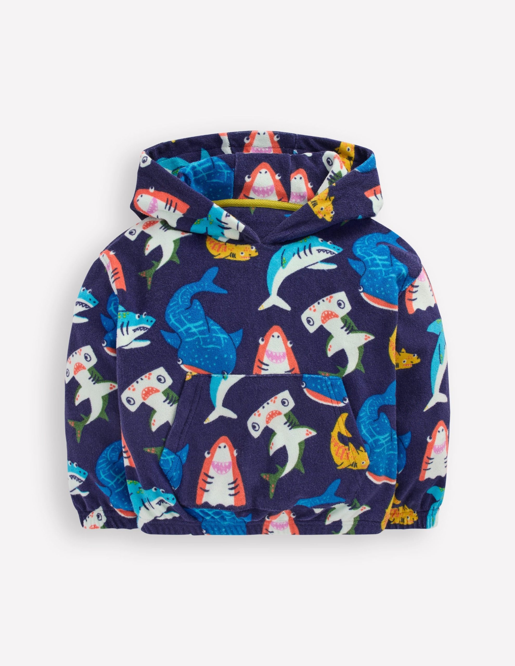 Towelling Pop-over Hoody-College Navy Sharks