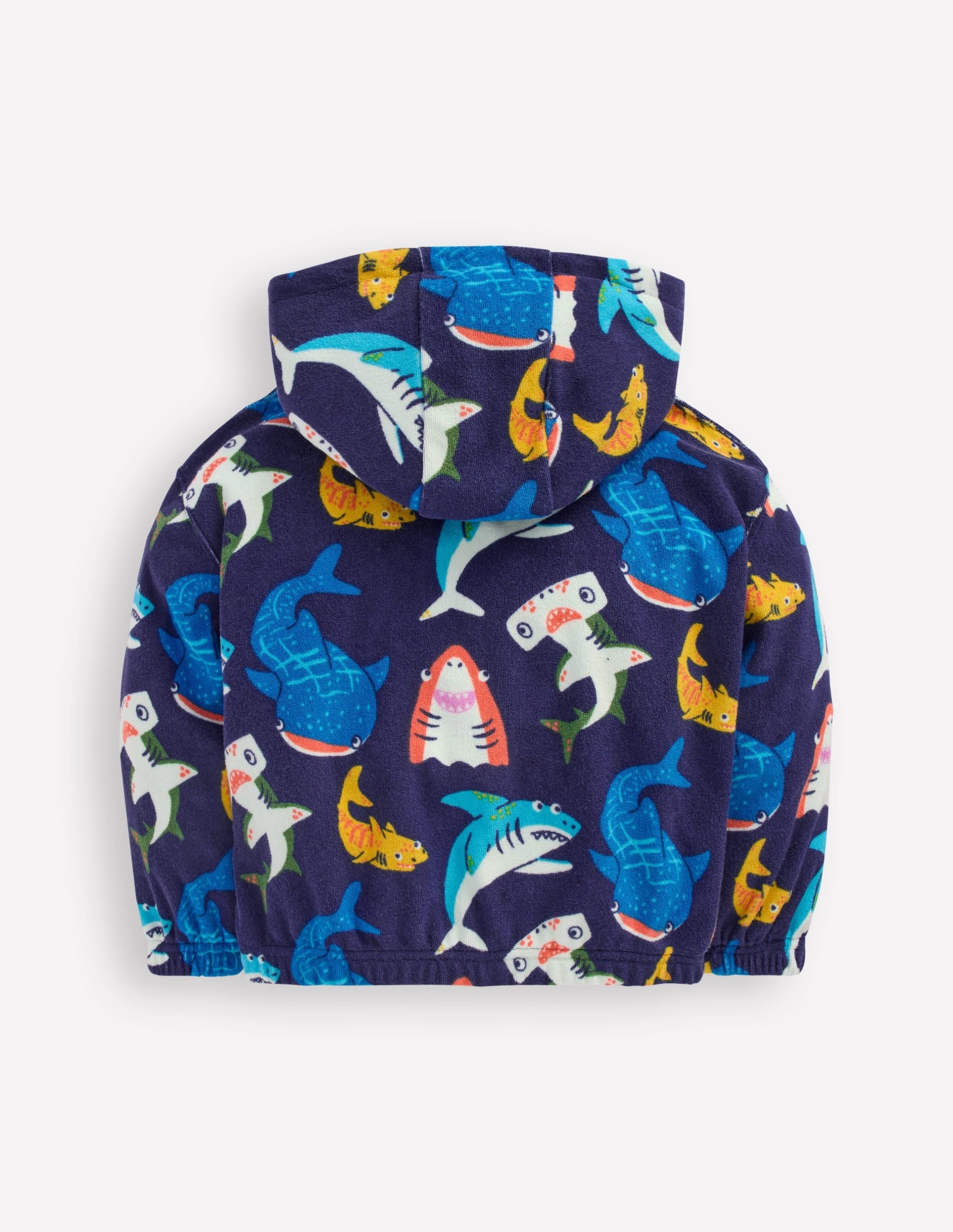 Towelling Pop-over Hoody-College Navy Sharks - Image 2