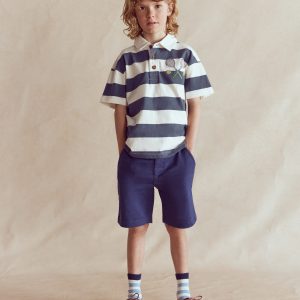 Relaxed Appliqué Polo Shirt-Robot Blue Tennis