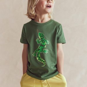 Front and Back Glow T-shirt-Bottle Green. Lizard X-Rray