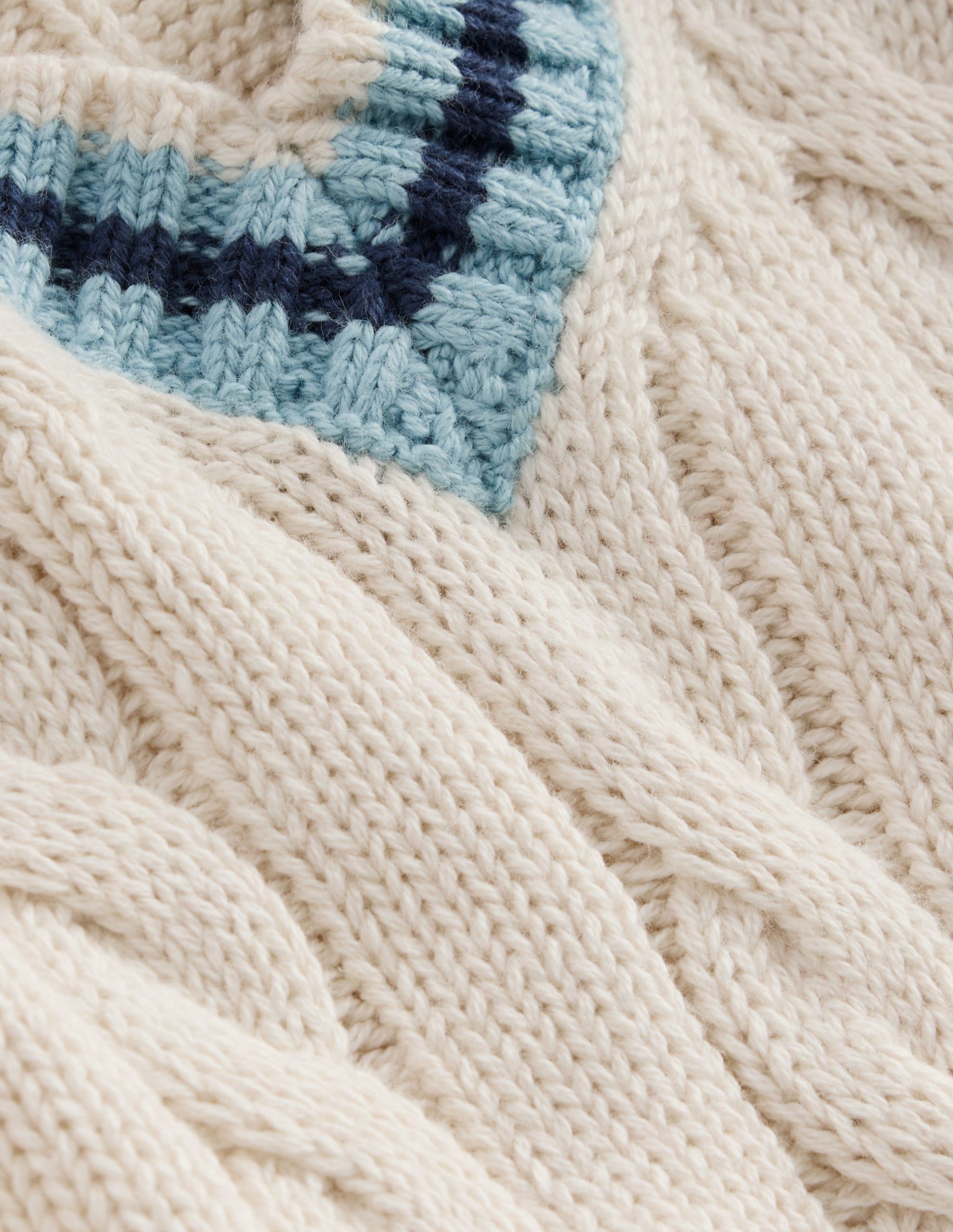 V-neck Cable Sweater-Ivory - Image 5