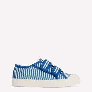 Canvas Sneakers-Blue Ticking Stripe