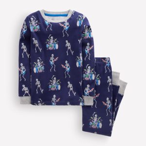 Snug Glow-in-the-dark Pajamas-Skeleton Drummers