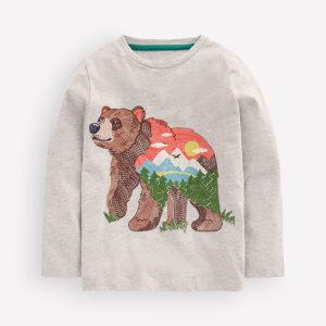 Superstitch Long Sleeve Top-Grey Marl Scenic Bear