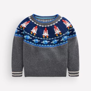 Fair Isle Jumper-Charcoal Marl Space