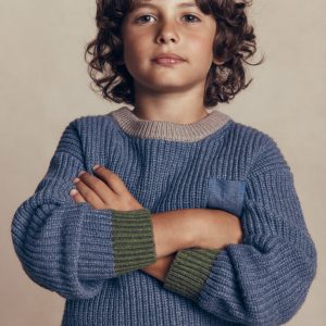 Colour Block Jumper-Navy Melange