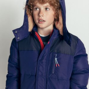 Borg Lined Puffer Coat-College Navy
