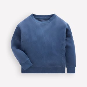 Garment Dye Waffle Mix Sweater-Denim Blue