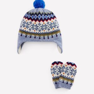 Baby Fair Isle Knitted Set-Blue Marl Snowflake