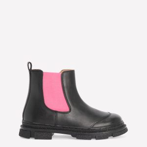 Chunky Chelsea Boots-Black and Festival Pink