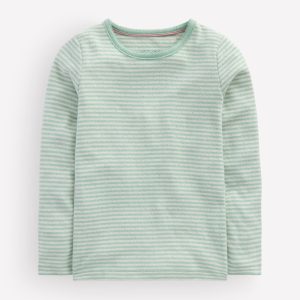 Long Sleeve Pointelle Top-Misty Blue Stripe