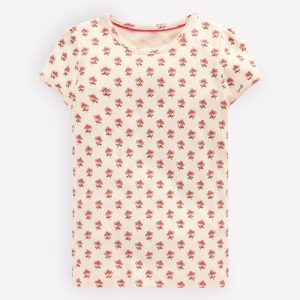 Short Sleeve Pointelle Top-Pink Floral