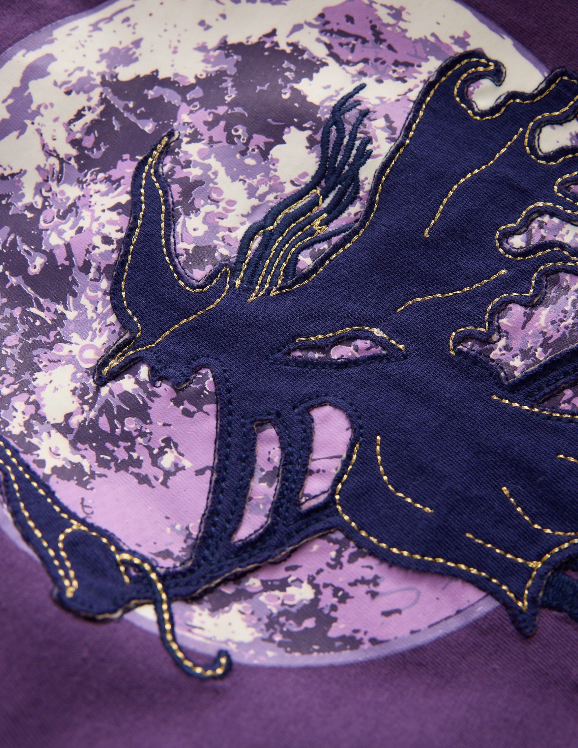 Puff Sleeve Appliqué T-shirt-Mystic Purple Witches - Image 4
