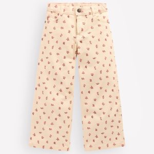 Wide Leg Jeans-Soft Ivory Ditsy Floral
