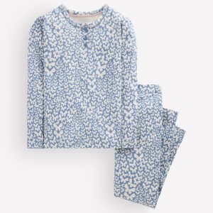 Snug Henley Pajamas-Blue Butterflies