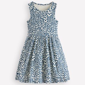 Twirly Jersey Dress-Blue Butterfly