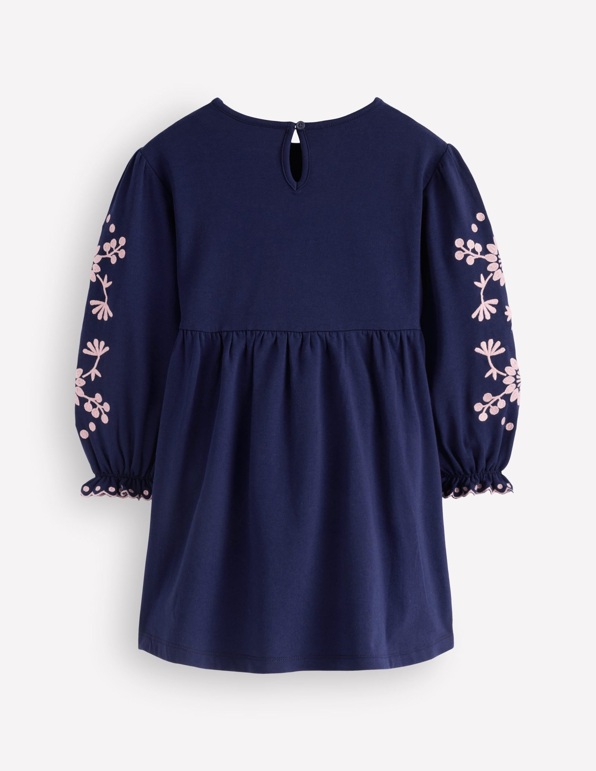 Embroidered Sleeve Dress-Denim Blue - Image 2