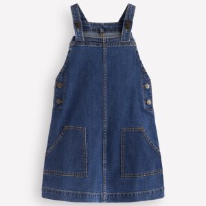 Adeline A-line Overalls Dress-Plain Denim