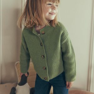 Chunky Everyday Cardigan-Soft Green Marl