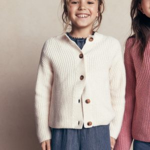 Chunky Everyday Cardigan-Ecru Marl
