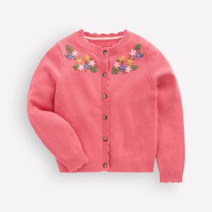 Pretty Embroidered Cardigan-Vintage Rose Floral Embroidery
