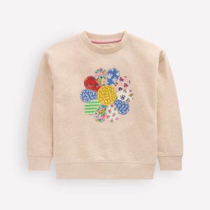 Relaxed Panel Sweatshirt-Oatmeal Marl Patchwork Floral