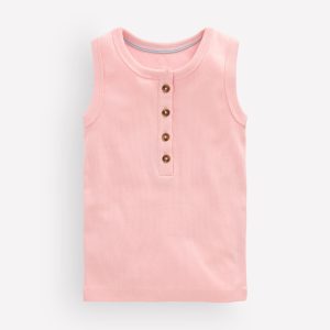 Henley Ribbed Tank-Chalk Pink