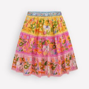 Midi Tiered Skirt-Multi Tropical Animals